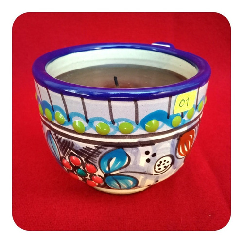 Imagen 3 de 3 de Vela Aromatica De Talavera Poblana Tarro Grande Nuevo! Vls