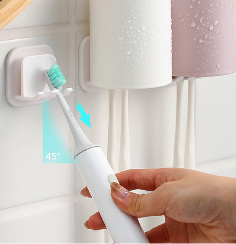 Suporte Adesivo Porta 2 Escova De Dente Organizador Banheiro