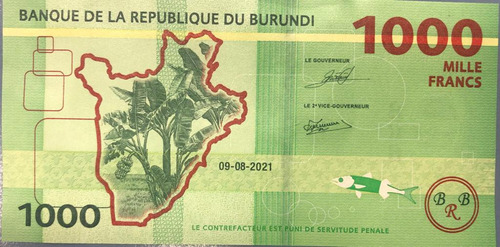 Billete De Burundi De 1000 Francos Año 2021 Sin Circular