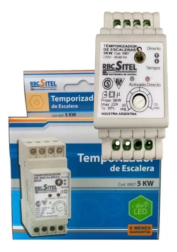 Temporizador De Escalera 5 Kw Rbc Sitel 0907 Apto Para Led