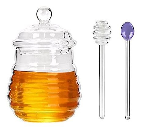 Tarro De Miel Con Cuchara Mielera De Vidrio Transparente