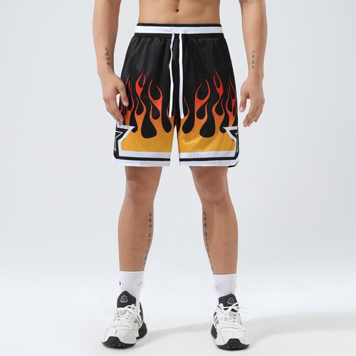 Pantalones Cortos De Baloncesto Con Estampado De Fuego