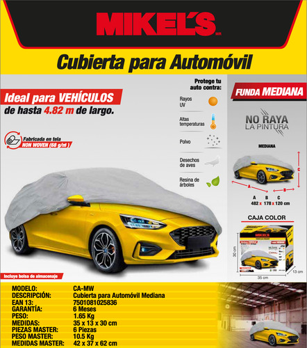 Funda Cubierta Mediana Para Automovil Mikels Ca-mw