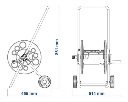 Imagen 3 de 5 de Carrito Enrollador Para Manguera 60 Metros Tramontina Carro