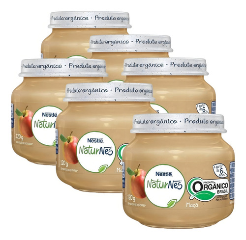6 Papinha Naturnes Mingau De Maçã Sem Glúten Nestlé 120g