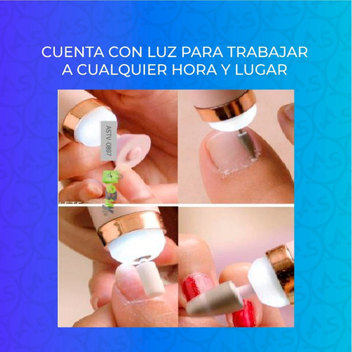 Imagen 5 de 10 de Torno Eléctrico Manicura Con Luz Profesional Usb + 5 Fresas