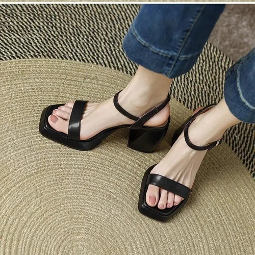 Sandalias De Tacón Alto De Mujer De Tacón Grueso Estilo Core