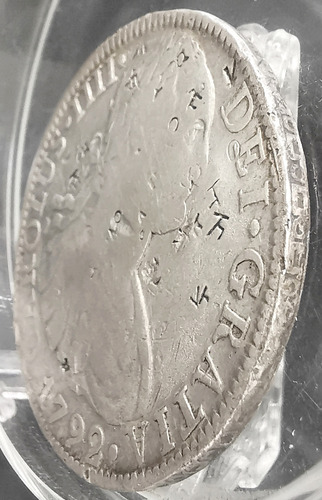 Moneda Original De Plata 8r Carlos Iiii 1792 Con Chops Mark