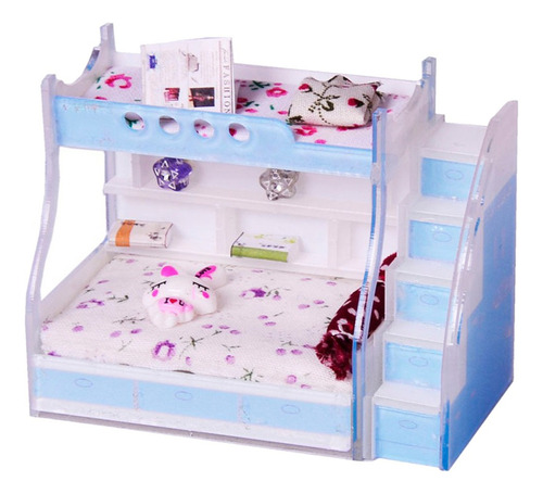 1/12 Casa De Muñecas Muebles Miniatura Cama Con Armario 1