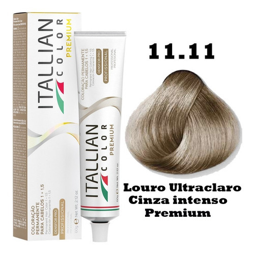  Coloração Itallian Color 60g Profissional Cores Diversas Tom 11.11 Louro Ultraclaro Cinza Intenso Premium