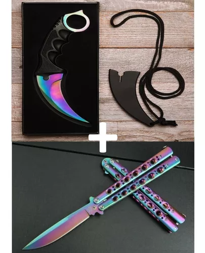 1 Canivete Butterfly Karambit Cs Go Trava De Mola Cores