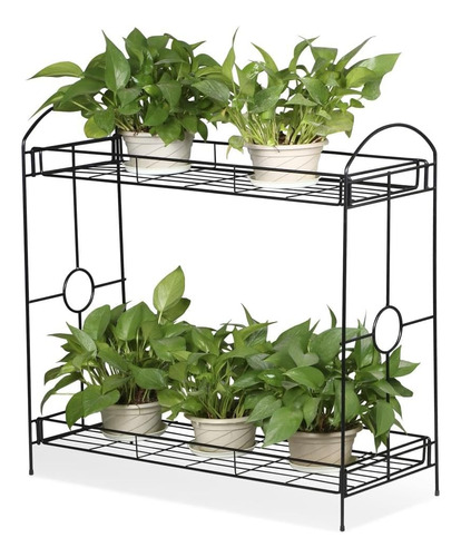 Soporte De Plantas De Metal De 2 Niveles Exterior/inter...