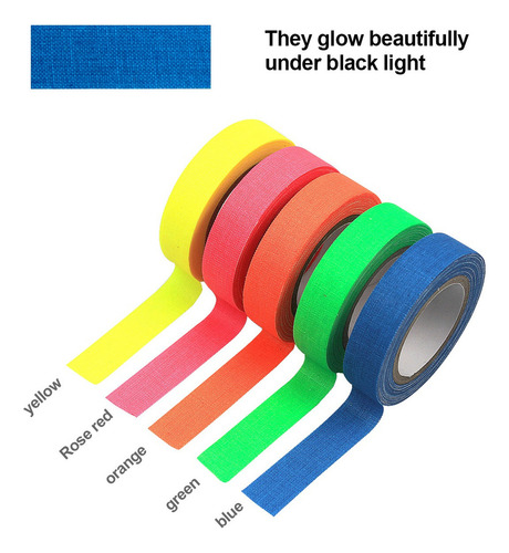 A 5 Pcs Cinta Adhesiva Fluorescente 1,3 Cm X5m Color Neón
