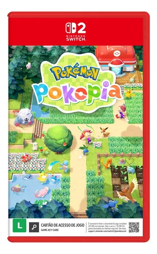 Capa do jogo Pokémon Pokopéia para Nintendo Switch, com arte vibrante mostrando personagens e Pokémon em um cenário idílico.