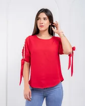 Comprar Blusa De Gasa Con Perlas - Tallas Completas