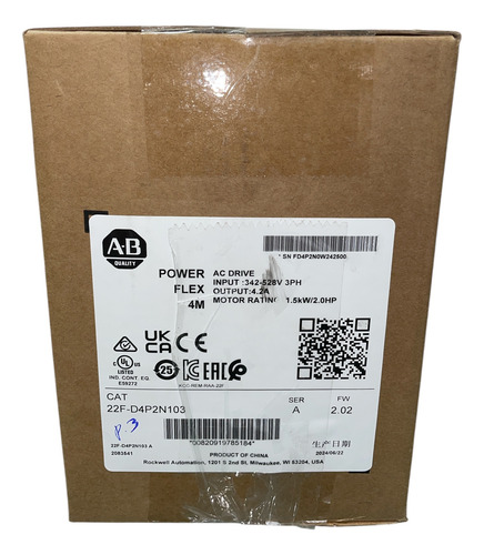 Allen Bradley 22f-d4p2n103 Variador Electrico Poweflex4m 2hp