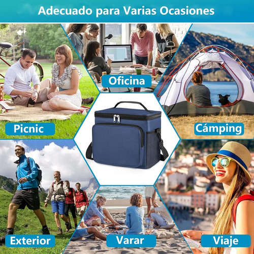 Hielera Pequeña 6 Latas Lonche Termica Reutilizable Azul