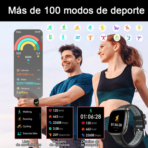 Hombre Mujer Reloj Inteligente Bluetooth Llamada Smartwatch