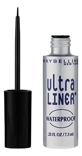 Delineador de ojos líquido Maybelline Ultra Liner Liquid Eyeliner color black con acabado brillante