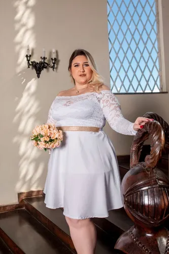 Vestido Noiva Civil Plus Size Casamento Cartório V5147