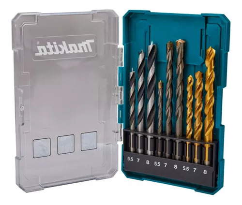 Set De Brocas Makita D-71978 Metal Madera Concreto 9 Piezas