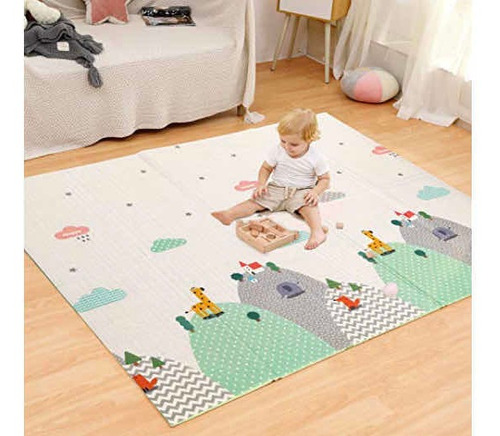 Alfombra De Espuma Plegable Para Juego De Bebé, Reversible