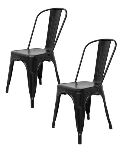 Silla Metalica Para Bar/restaurante X2 Color de la estructura de la silla Negro Color del asiento Negro