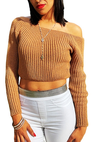 Sweaters Top Corto Sexy Mujer Hombros Descubiertos 