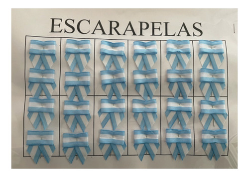 Escarapela Argentina Moño Con Cola Blister X 24 Con Alfiler 