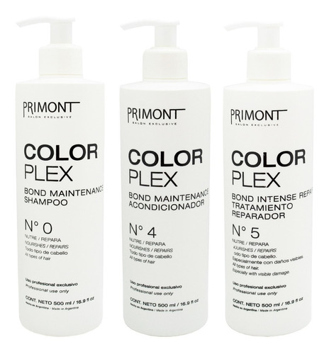 Primont Color Plex Shampoo + Acondicionador + Mascara 500ml