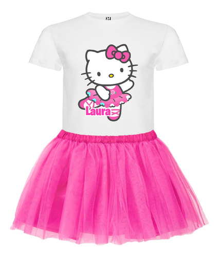 Disfraz Hello Kitty Bailarina Tutu Polera Personalizada Cumpleaños