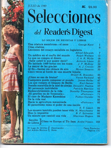 Selecciones Del Reader´s Digest Nº104 Julio 1949