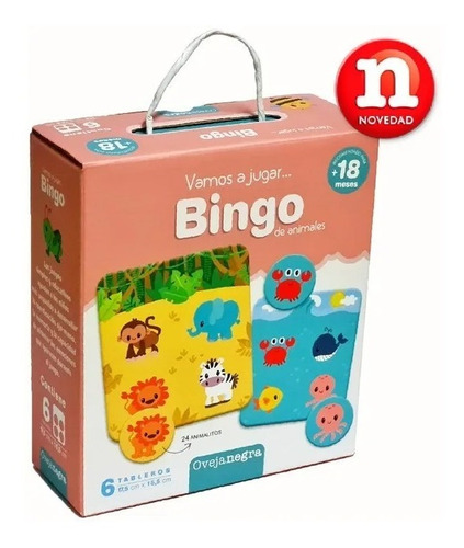 Bingo De Animales Loteria Infantil Juego Didactico 18m+ Ovn