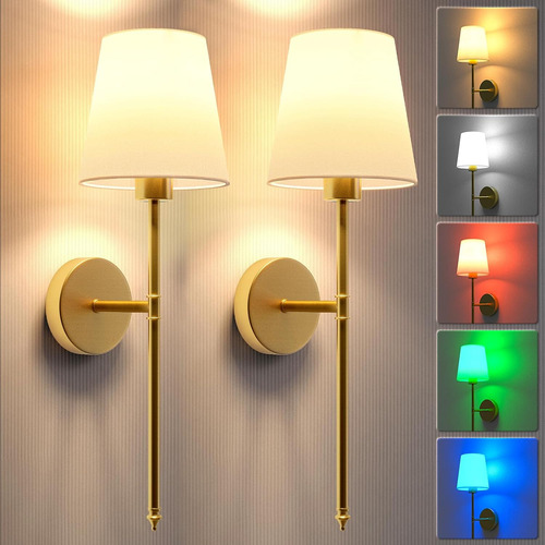 Apliques De Pared Inalámbricos Dorados Con Control Remoto