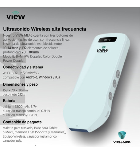 Ecografo Ultrasonido Inalambrico Wireless De Alta Frecuencia