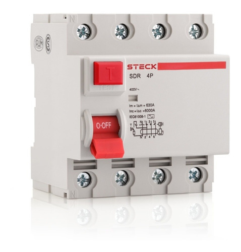 Imagen 2 de 6 de Disyuntor Interruptor Diferencial Steck 4p 40a 30ma 400v