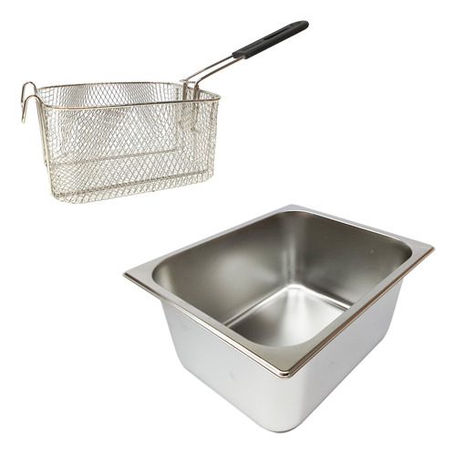 Fritadeira Elétrica Inox Cuba Dupla Funda C/ Tampa Total 14l
