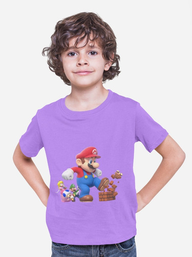 Polera Infantil Unisex Mario Bros Super Videojuego Estampado