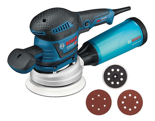Imagen 3 de 3 de Lijadora profesional roto orbital Bosch Professional GEX 125-150 AVE azul 400W 230V