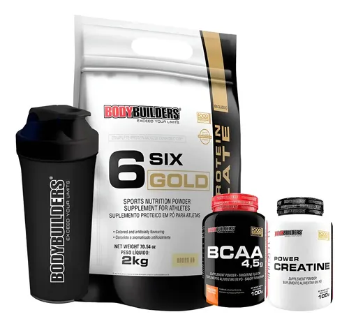Combo Whey Isolate 2kg + Creatina 100g + Bcaa + Coqueteleira