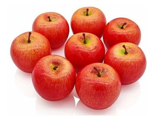 Samyo 8pcs Simulacion Realista Falso Rojo Manzana Set Fruta 