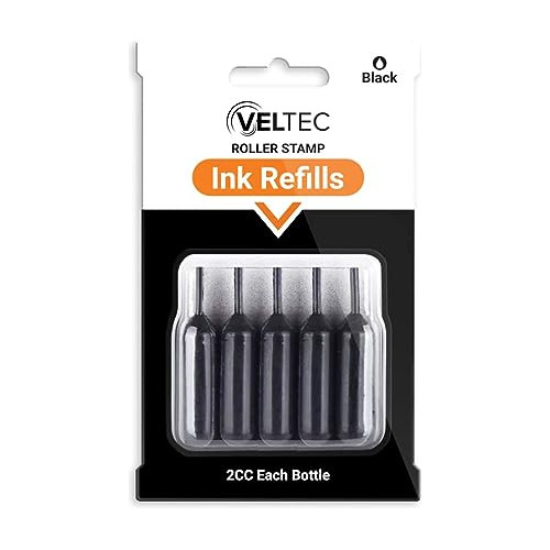 Juego De 5 Recargas De Tinta Sellos Rodantes  Negro