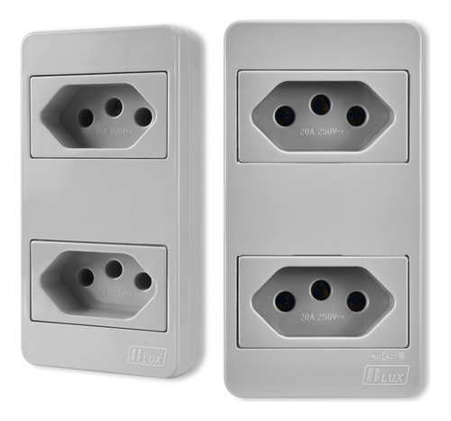 Tomada Dupla 20a Conjunto Condulete Modular Cinza Ksl