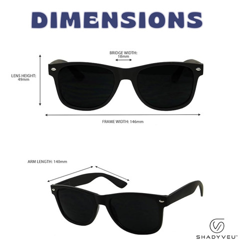 Gafas De Sol Redondas Shadyveu Super Dark Black Lens Uv P...
