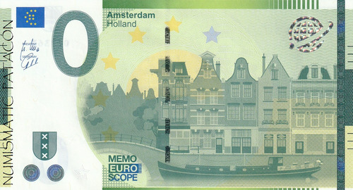 Billete 0 Euros Paises Bajos Amsterdam 2024 Sin Circular