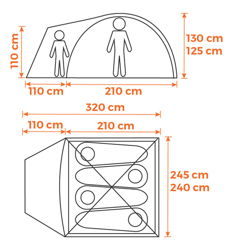 Carpa Iglú Broksol Aguila Pro 4 Personas 240x210x130 Azul