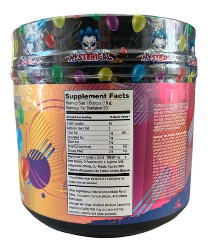 Pre-workout Neurotic Test / Hysterical 30 Srv / 450 Grs / Sabor Blueberry