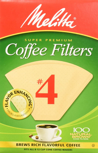 Melitta - Filtros De Cafe Con Cono Natural Marron 4, 100 Uni