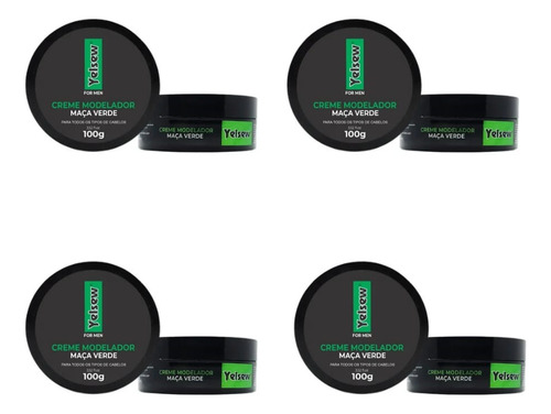 Kit 4 Uni Creme Modelador Maça Verde Yelsew 100g