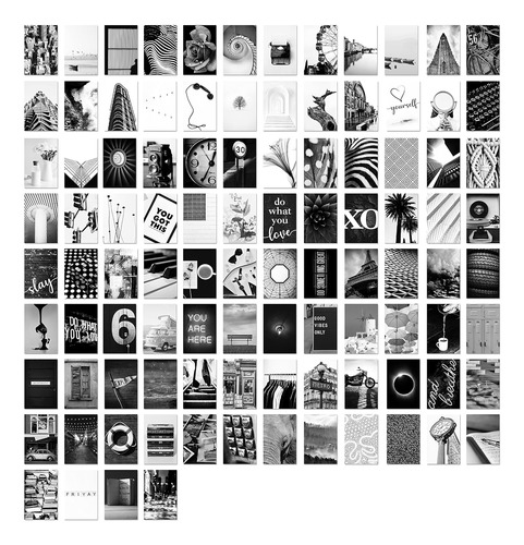 Kit De Collage De Pared Blanco Y Negro Fotos Estéticas...